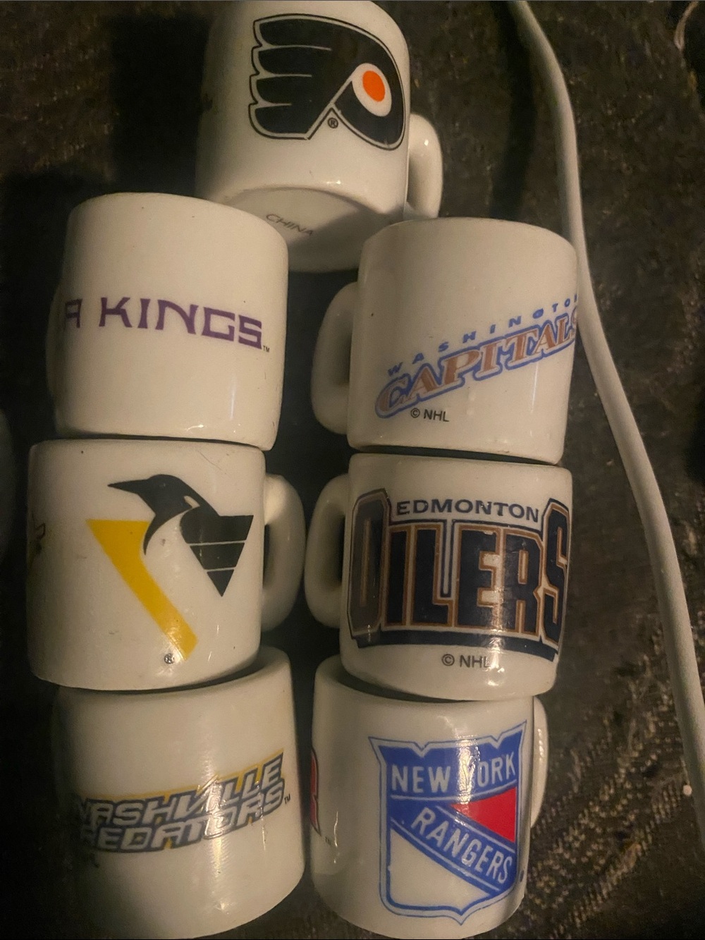 NHL White Ceramic Mini Mugs Set with Team Logos